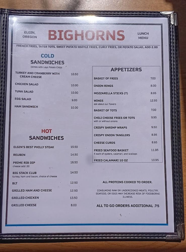 Big Horns of Elgin Menu image 4